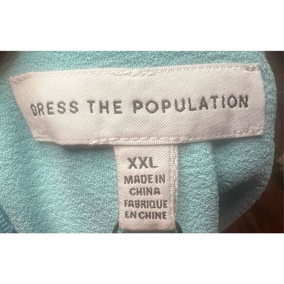 DRESS THE POPULATION High-Slit Evening Gown in Tranquil Blue New With Tags Size - Picture 8 of 8